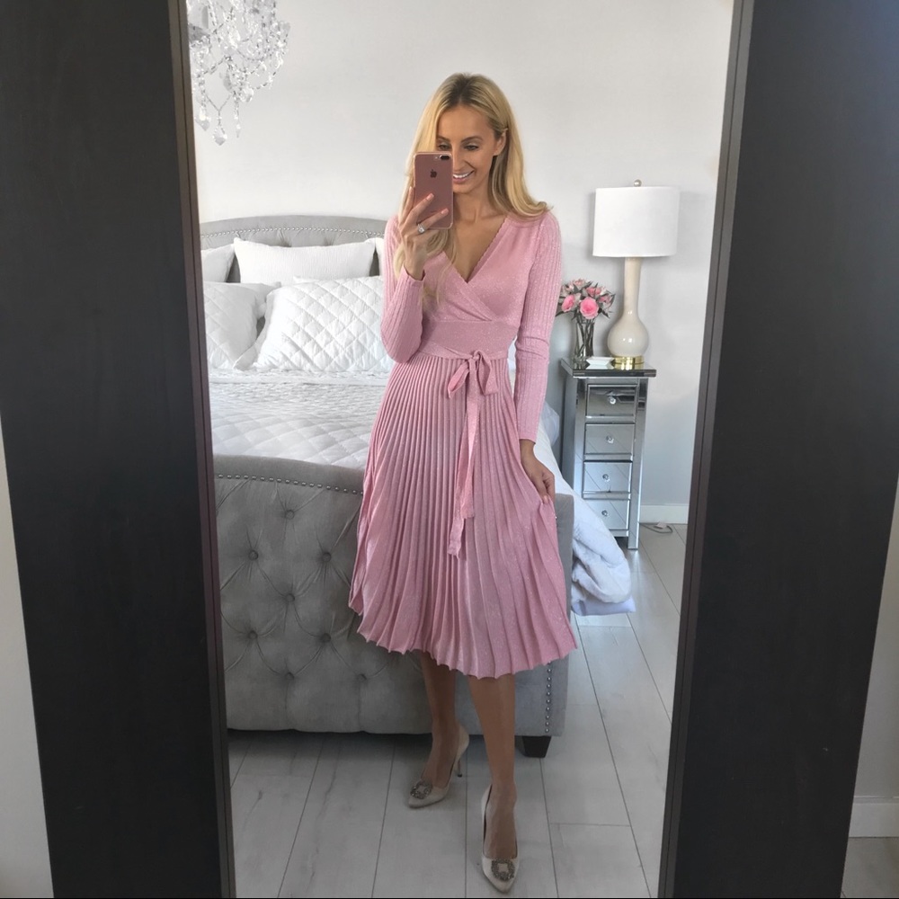 Elegant European Style Pink and Silver Dress - Picture 8 of 8